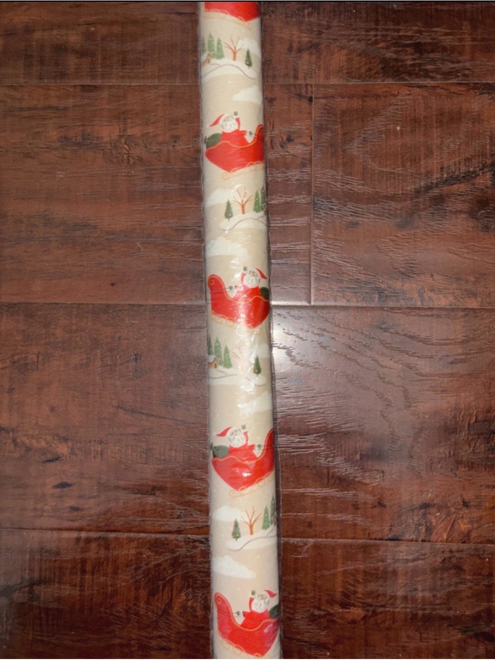 Festive Santa Sleigh Christmas Wrapping Paper Roll - Red and Cream